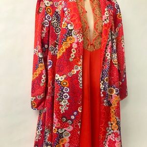 Vibrant Red Vintage VTG Handmade House Coat